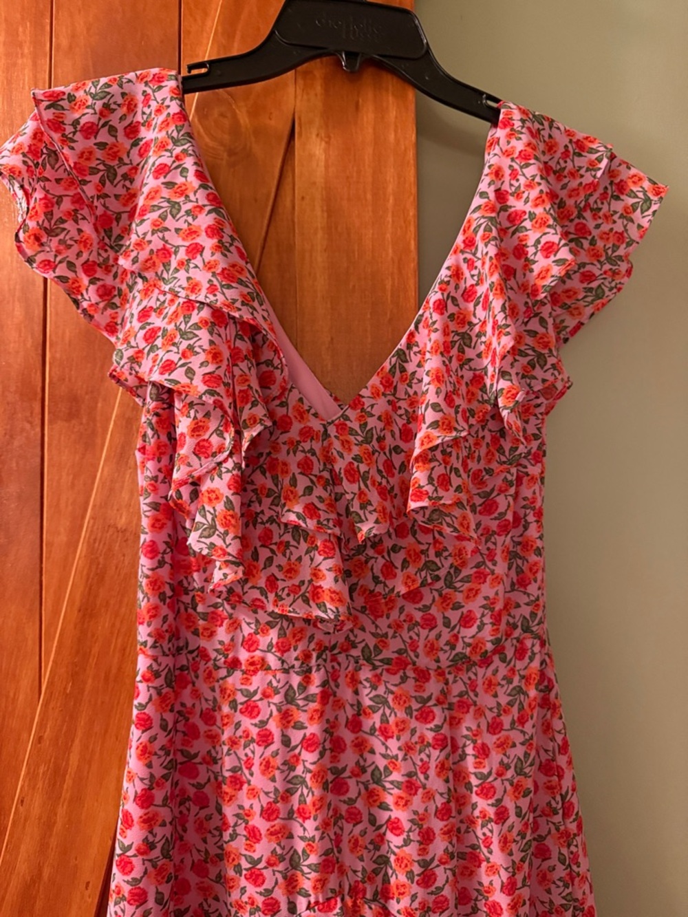 Wayf Red Floral Ruffle High-Low Maxi Dress - Picture 2 of 4